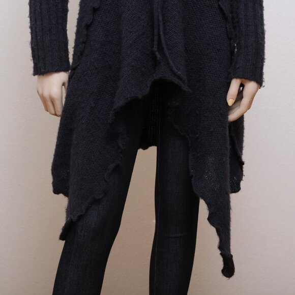 Cecice Faux Fur Tie Open Drape Cardigan Blue Women Size L - Picture 6 of 10